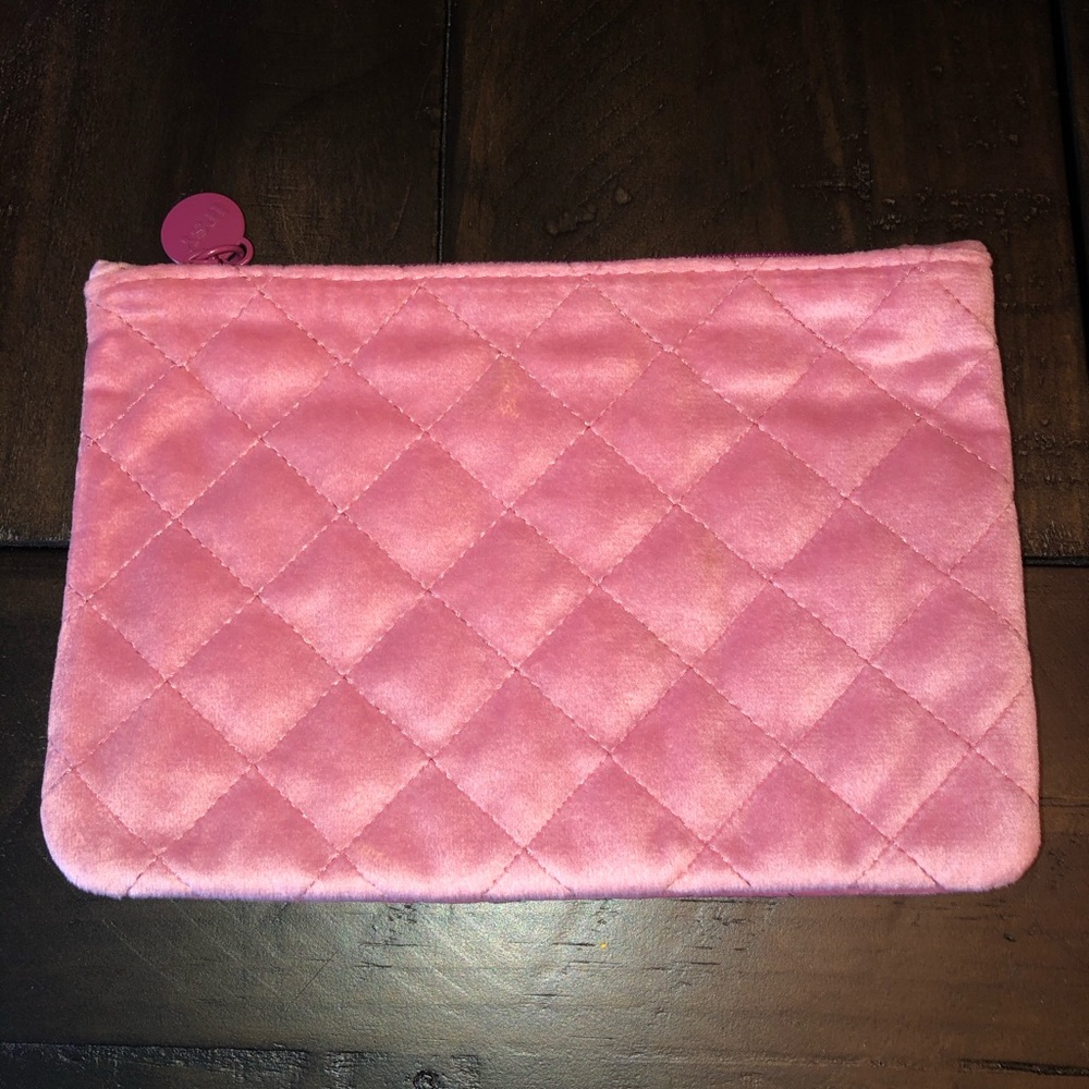 ipsy...pink velvet, quilted cosmetic bag...NEW!